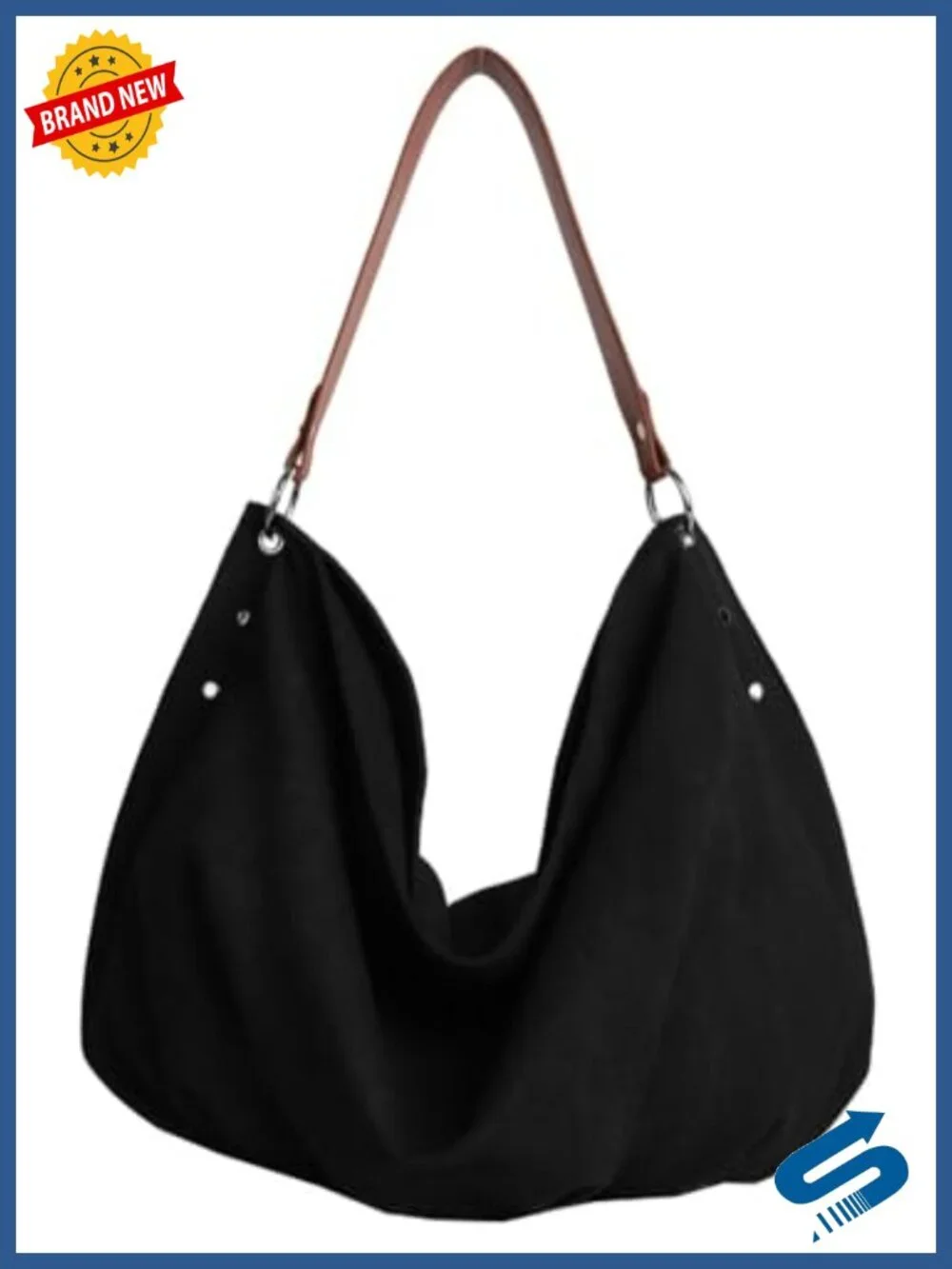Large Canvas Hobo Bag Slouchy Crescent Crossbody Shoulder Tote Purse Work